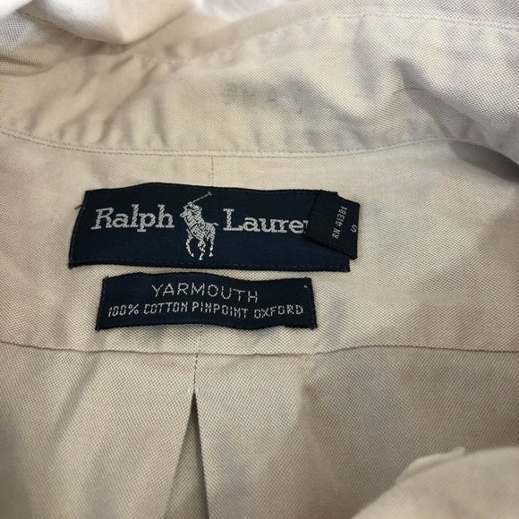 Ralph Lauren Yarmouth Mens Shirt Sz 17 34/35 Button Down Cotton Pinpoint Oxford - Picture 6 of 9